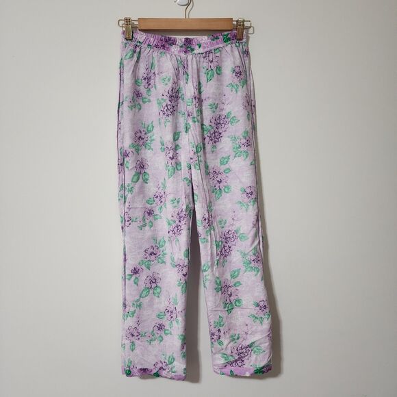 Cozee Corner Womens 100% Cotton Printed Flannel Pajama Set Purple Floral Size SP - Picture 8 of 11